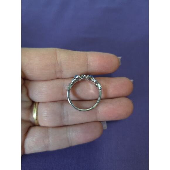 Silver Plated Ring Shades Of Blue And Aurora Borealis Crystals Size 5.5 - Picture 4 of 8